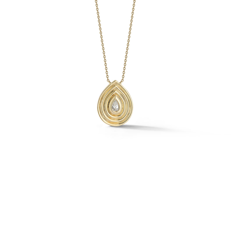 Yellow Gold-1^Diamond Pendant Necklaces: Nana Bernice Pear Diamond Groove Necklace in Yellow Gold