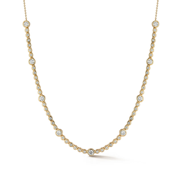 Yellow Gold-1^Diamond Tennis Necklaces: Lulu Jack Alternating Bezel Tennis Necklace in Yellow Gold