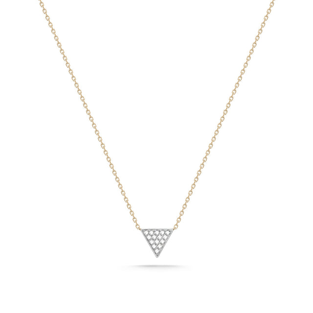 Yellow Gold-1^Diamond Pendant Necklaces: Emily Sarah Diamond Triangle Necklace in Yellow Gold Thumbnail-only