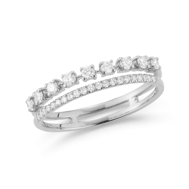 White Gold-1^Stackable Rings: Ava Bea Double Row Ring in White Gold