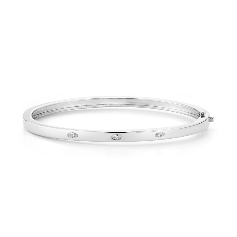 White Gold-1^Diamond Cuff Bracelets: Alexa Jordyn Inlay Marquise Bracelet in White Gold