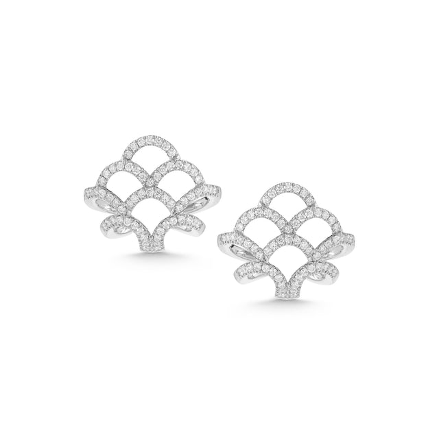 White Gold-1^Designer Stud Earrings: Lori Paige Woven Basket Studs in White Gold