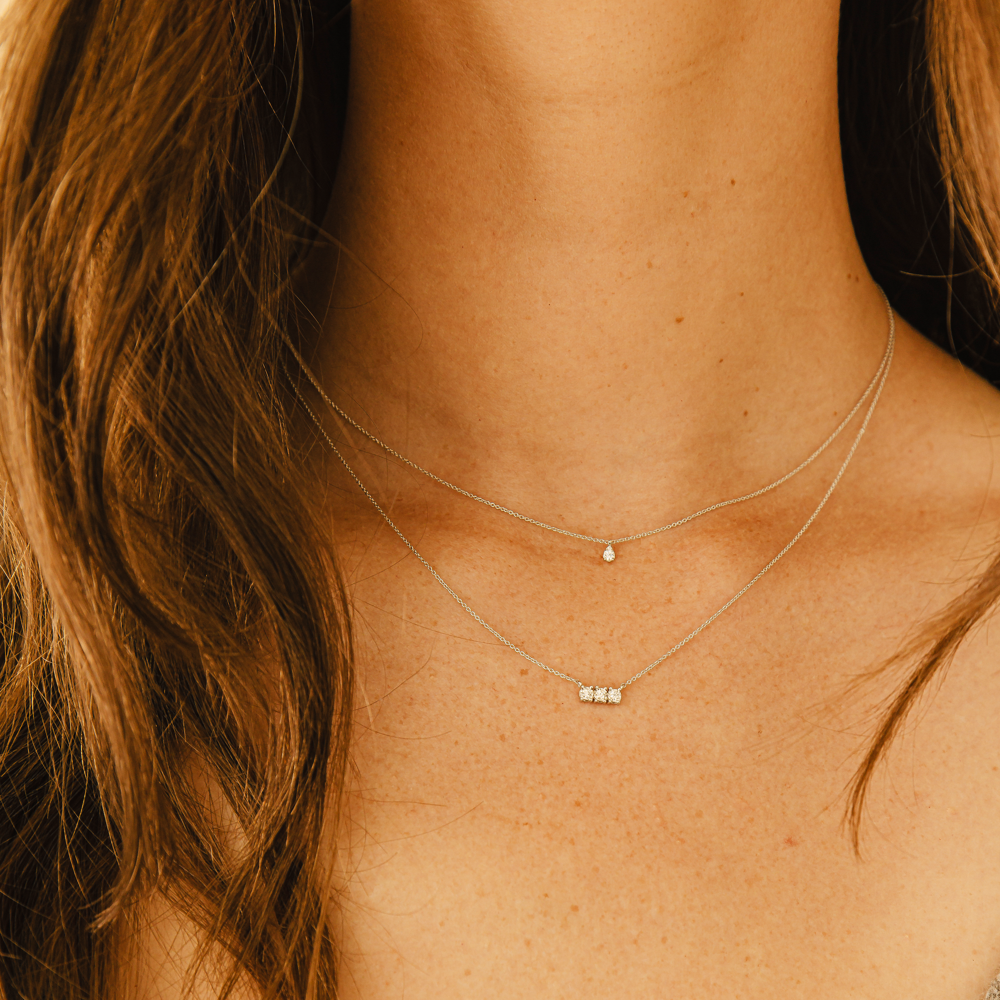 White Gold-2^Diamond Bar Necklaces: Ava Bea Bar Necklace in White Gold