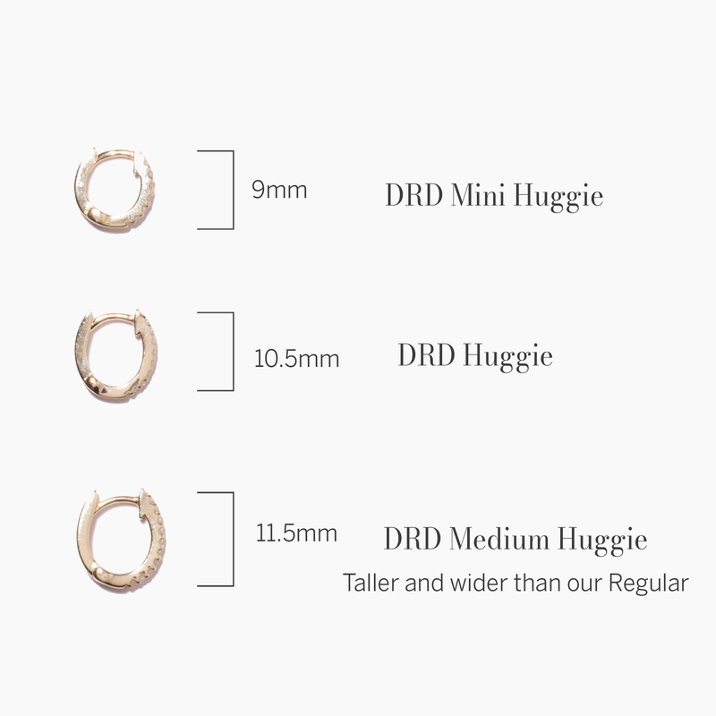 White Gold-4^Diamond Huggie Earrings: DRD Medium Single Huggie in White Gold