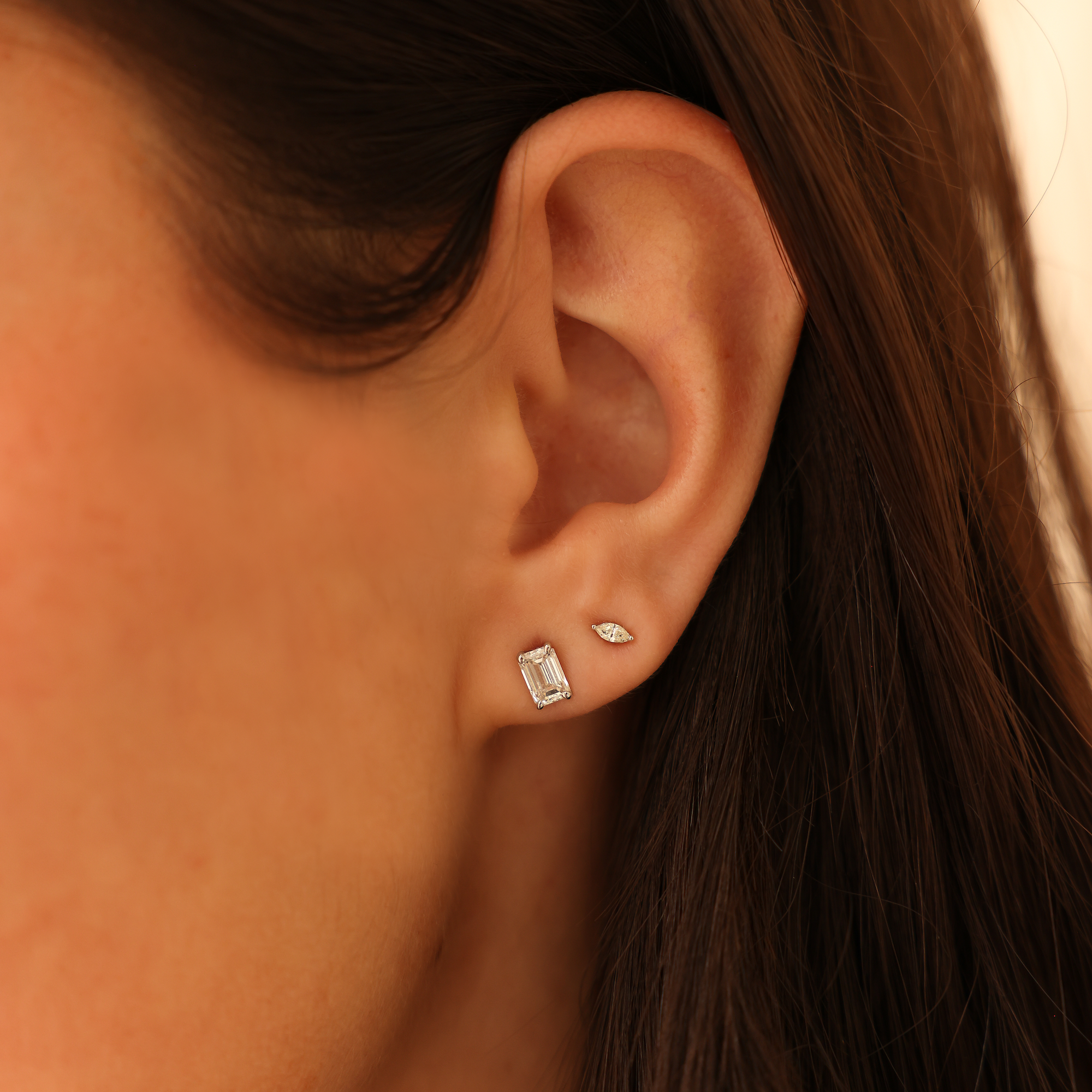 White Gold-3^Designer Stud Earrings: Alexa Jordyn Single Marquise Diamond Studs in White Gold