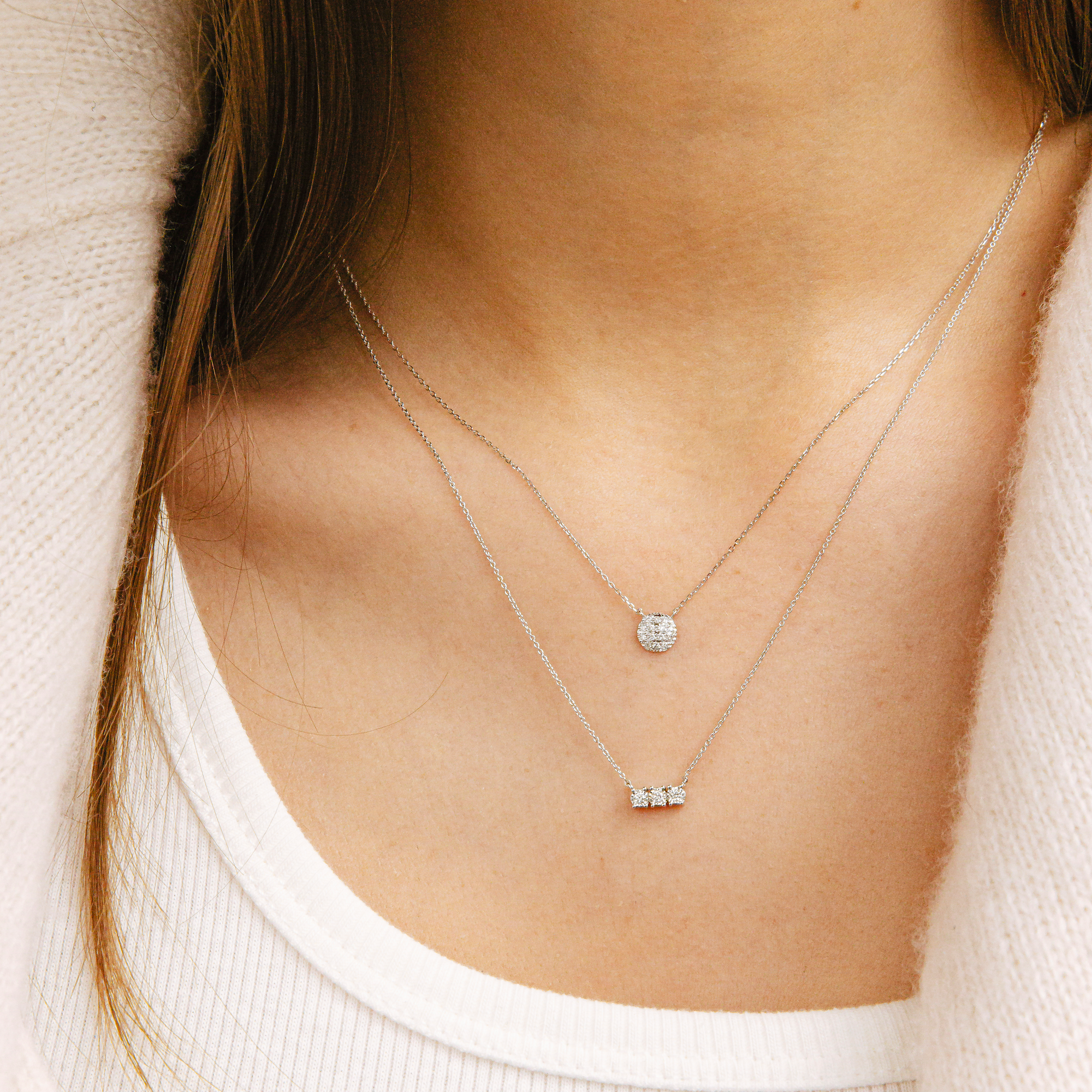White Gold-3^Diamond Bar Necklaces: Ava Bea Bar Necklace in White Gold