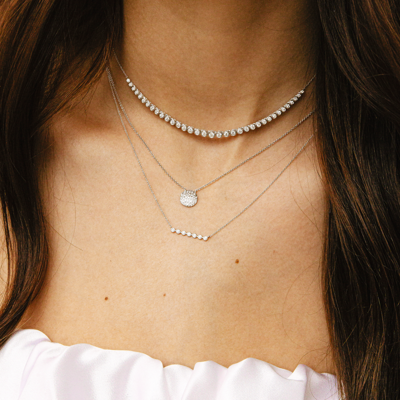 Diamond Pendant Necklaces: Lauren Joy Mini Disc Necklace · Dana