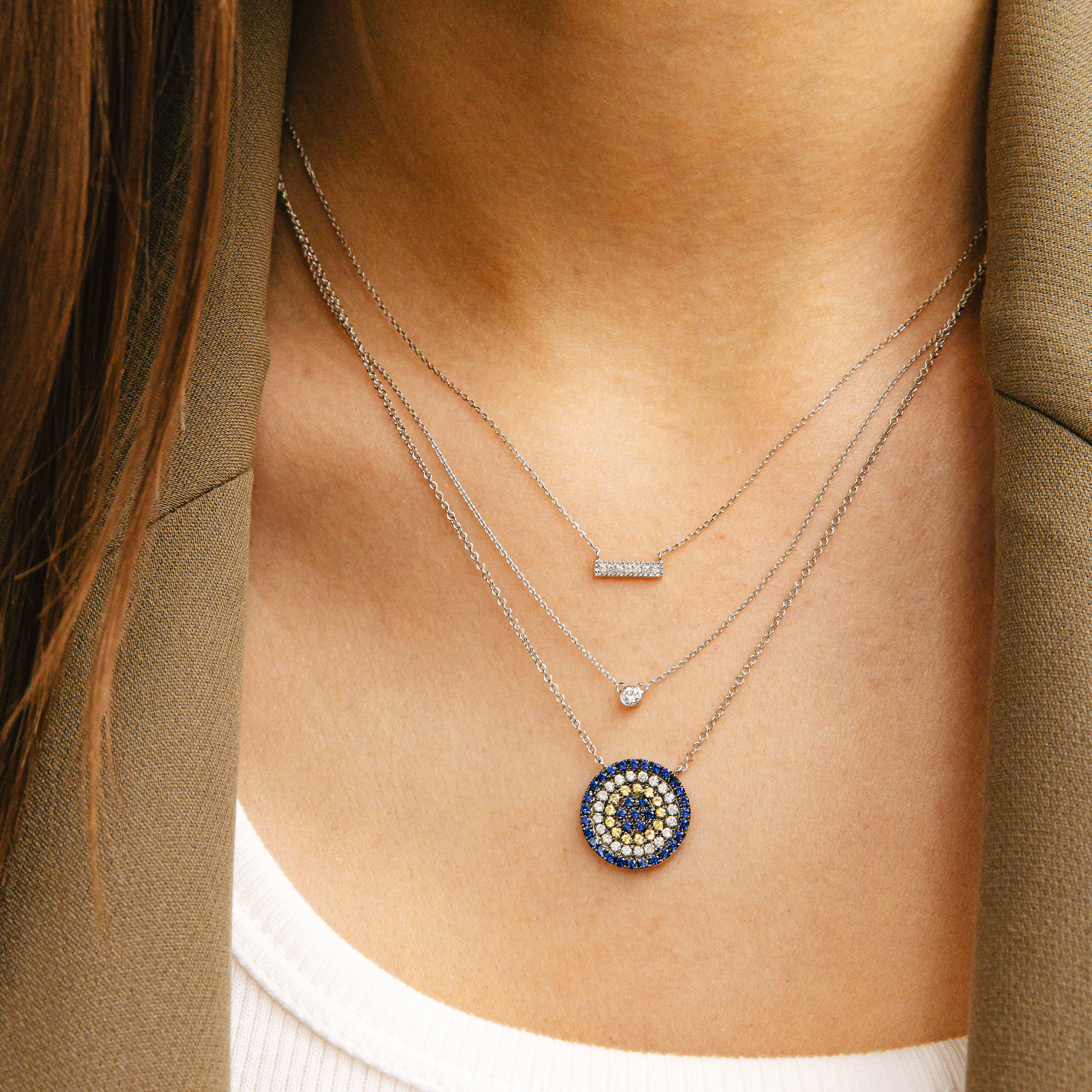 Necklace with Mini Evil Eye Pendant – Nialaya