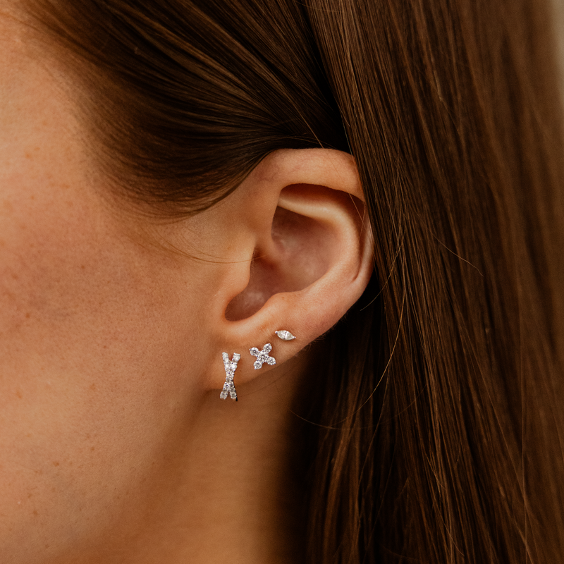 White Gold-2^Designer Stud Earrings: Alexa Jordyn Single Marquise Diamond Studs in White Gold