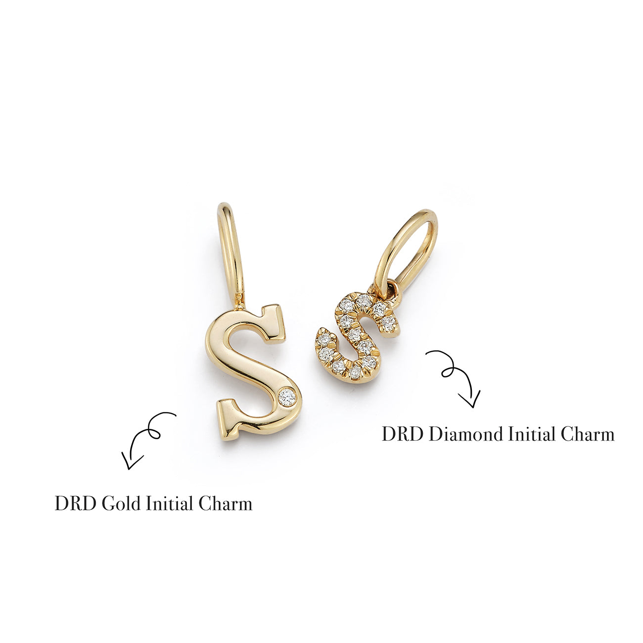 DRD Diamond Initial Charm Yellow Gold / Q