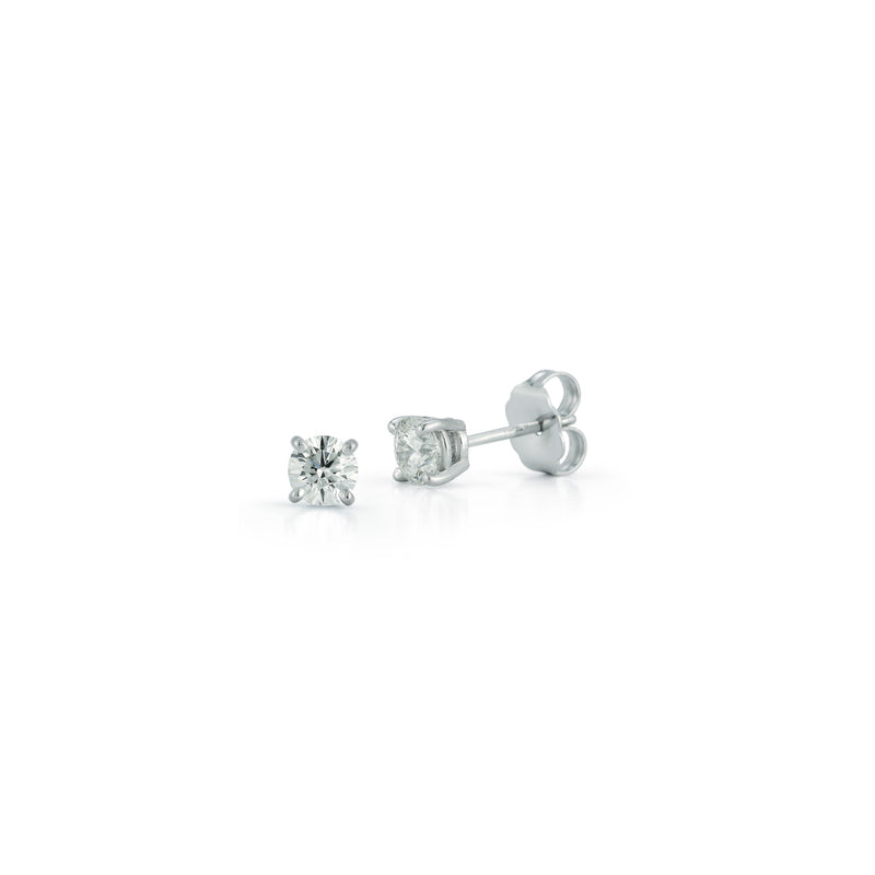 White Gold-1^Diamond Stud Earrings - DRD Diamond Solitaire Studs 0.60 Ct. Total Weight in White Gold
