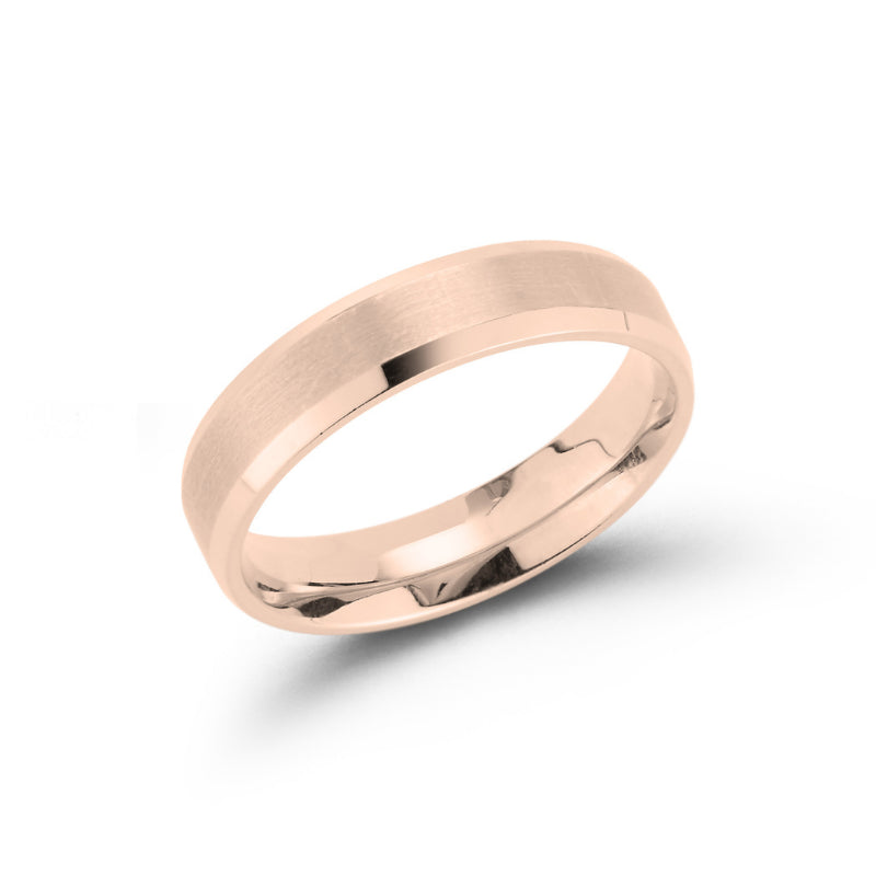 5mm Mens Flat and Beveled Edge Wedding Band Rose Gold / 9.5