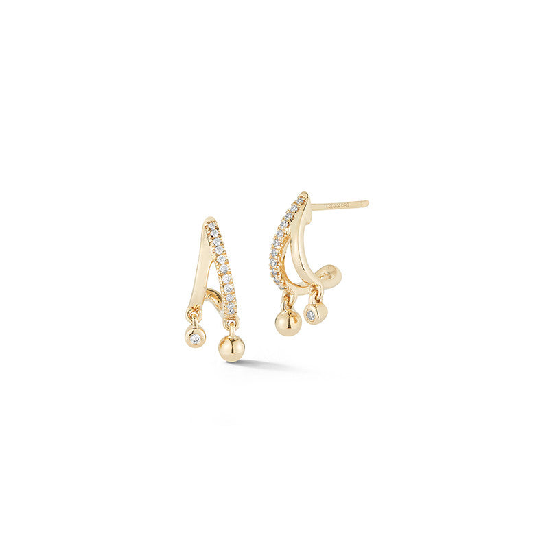 Dana Rebecca Designs Taylor Elaine Pear Chain Drop Stud Earrings- Yellow Gold