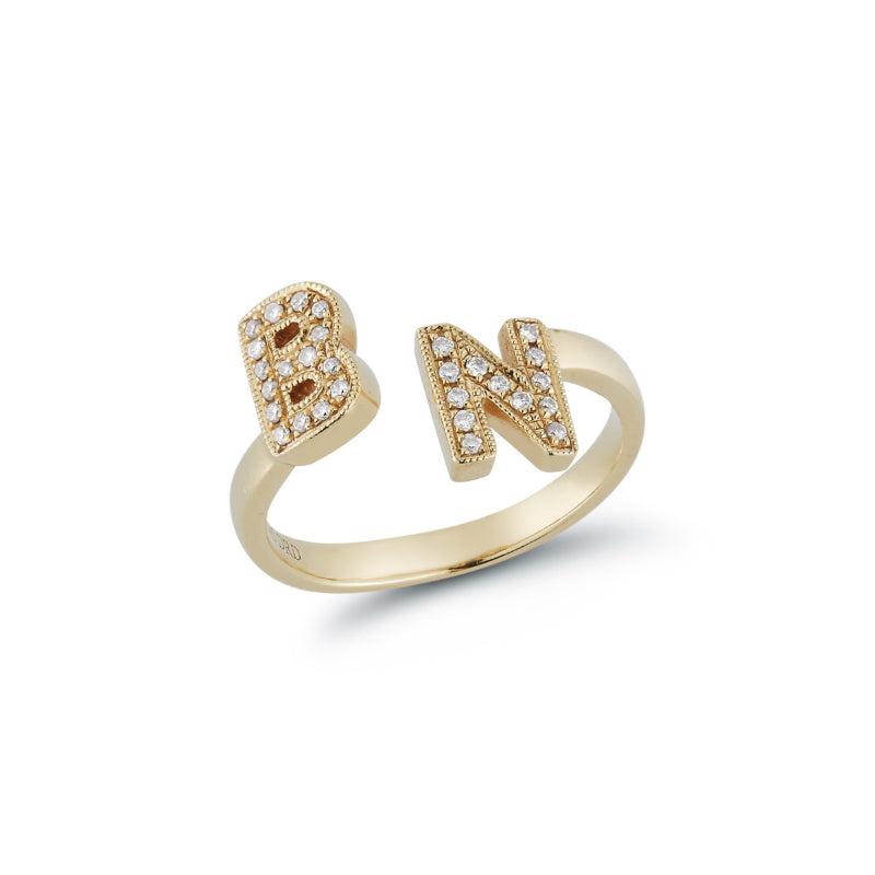 Letter H 14KT Yellow Gold Initial Ring