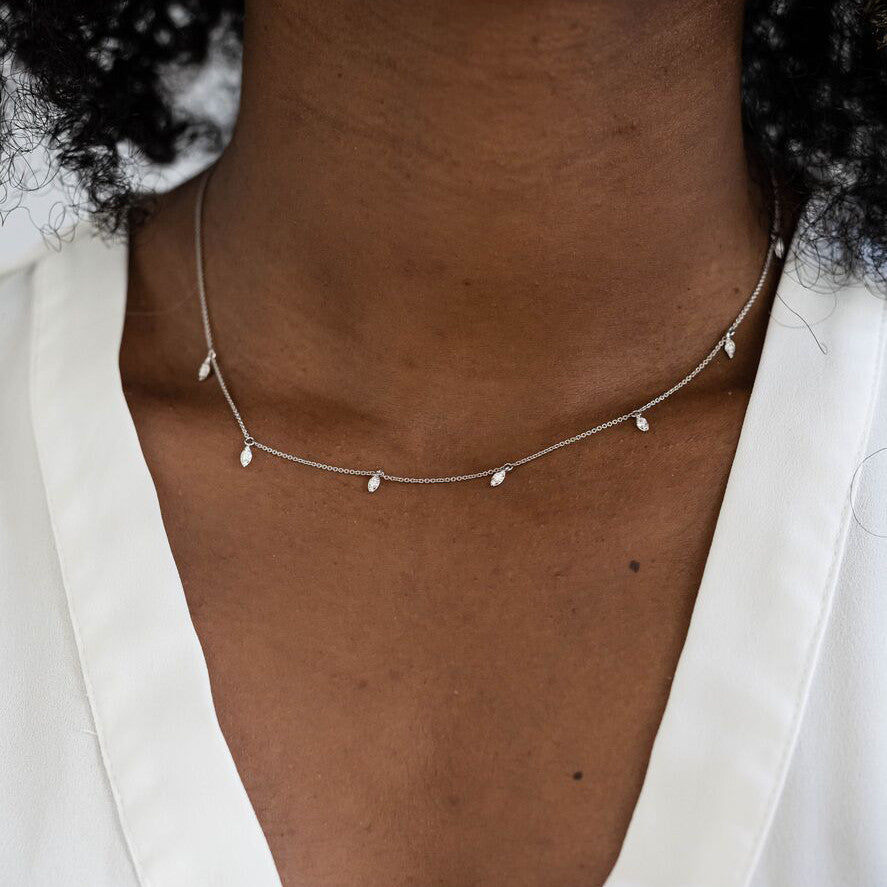 Diamond Station Necklaces: Sophia Ryan Marquise Station Necklace
