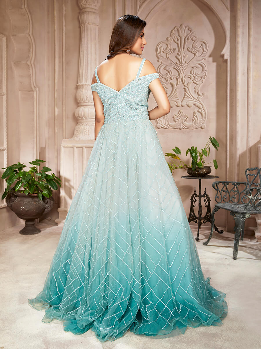 Sea Blue Bridal Gown – Dressline Fashion