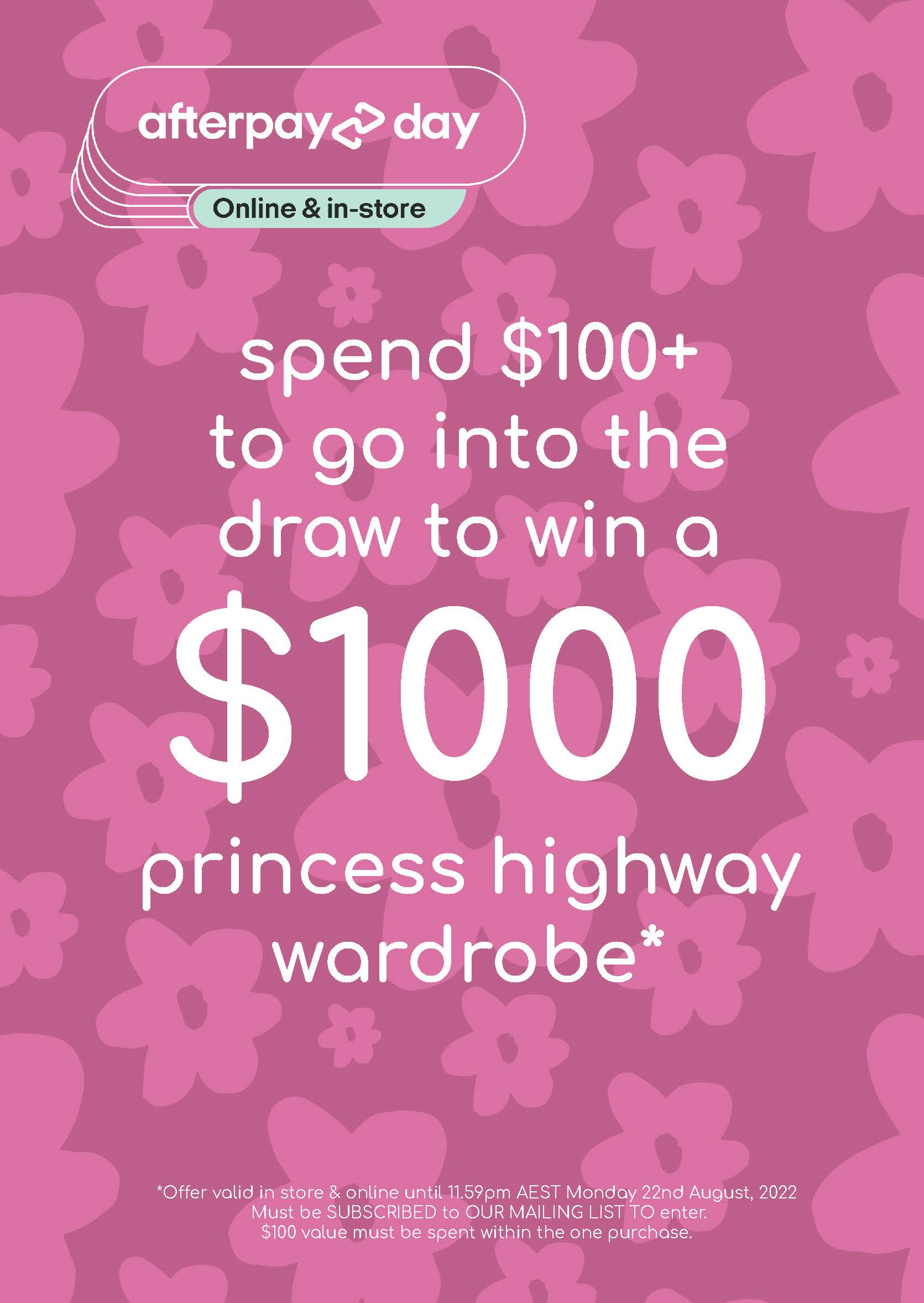 Win a $1000 Wardrobe for Afterpay Day – Princess Highway