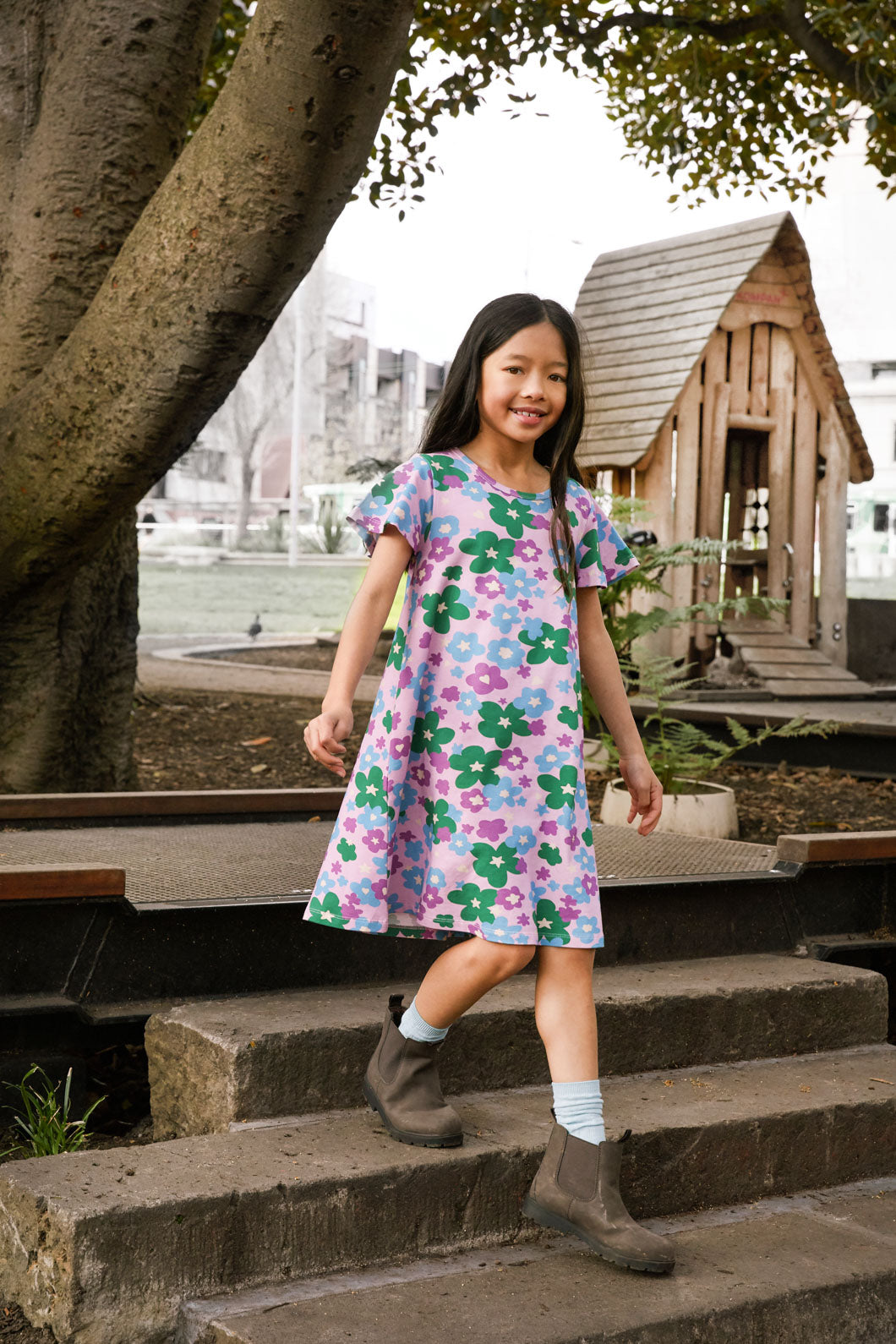 Starry Flower Kids Jersey Dress