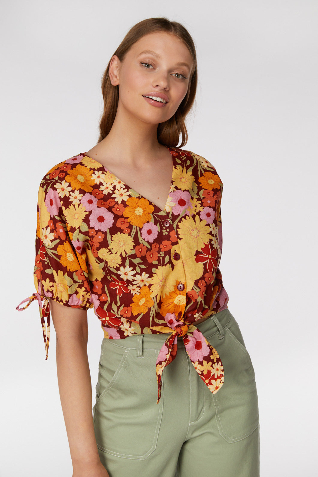 Gina Flora Tie Top