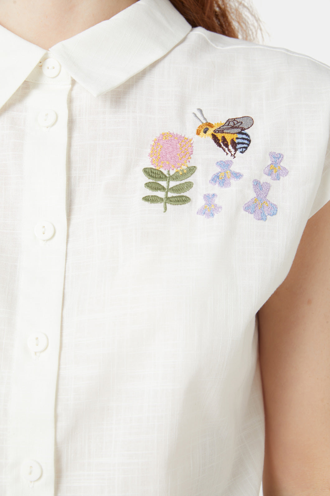 Blue Bee Embroidered Blouse