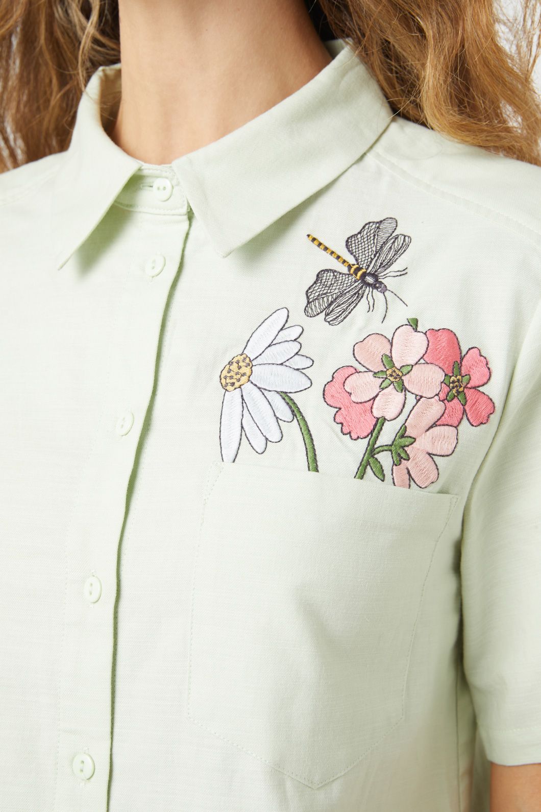 Green Garden Embroidered Shirt