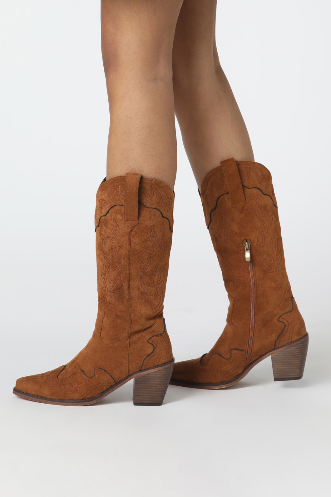 Faux Suede Cowboy Boot