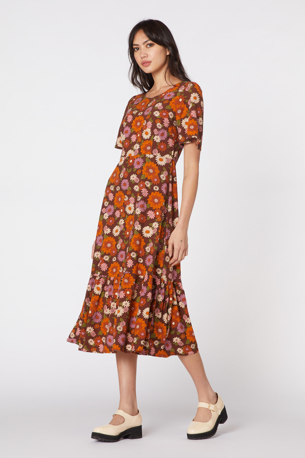 Lindy 70S Floral Midi Dress