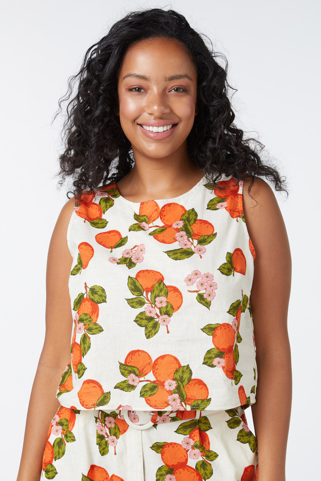 Orange Toile Sleevless Top