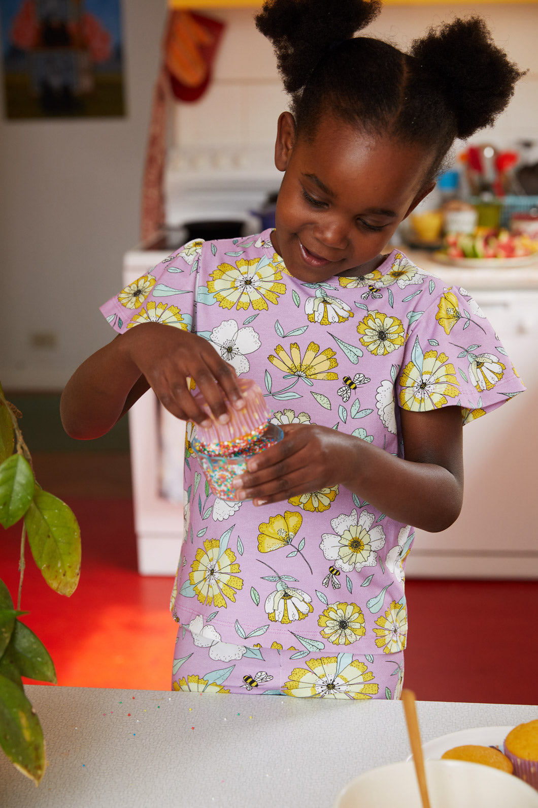 Bee Floral Kids Short Sleeve Tee