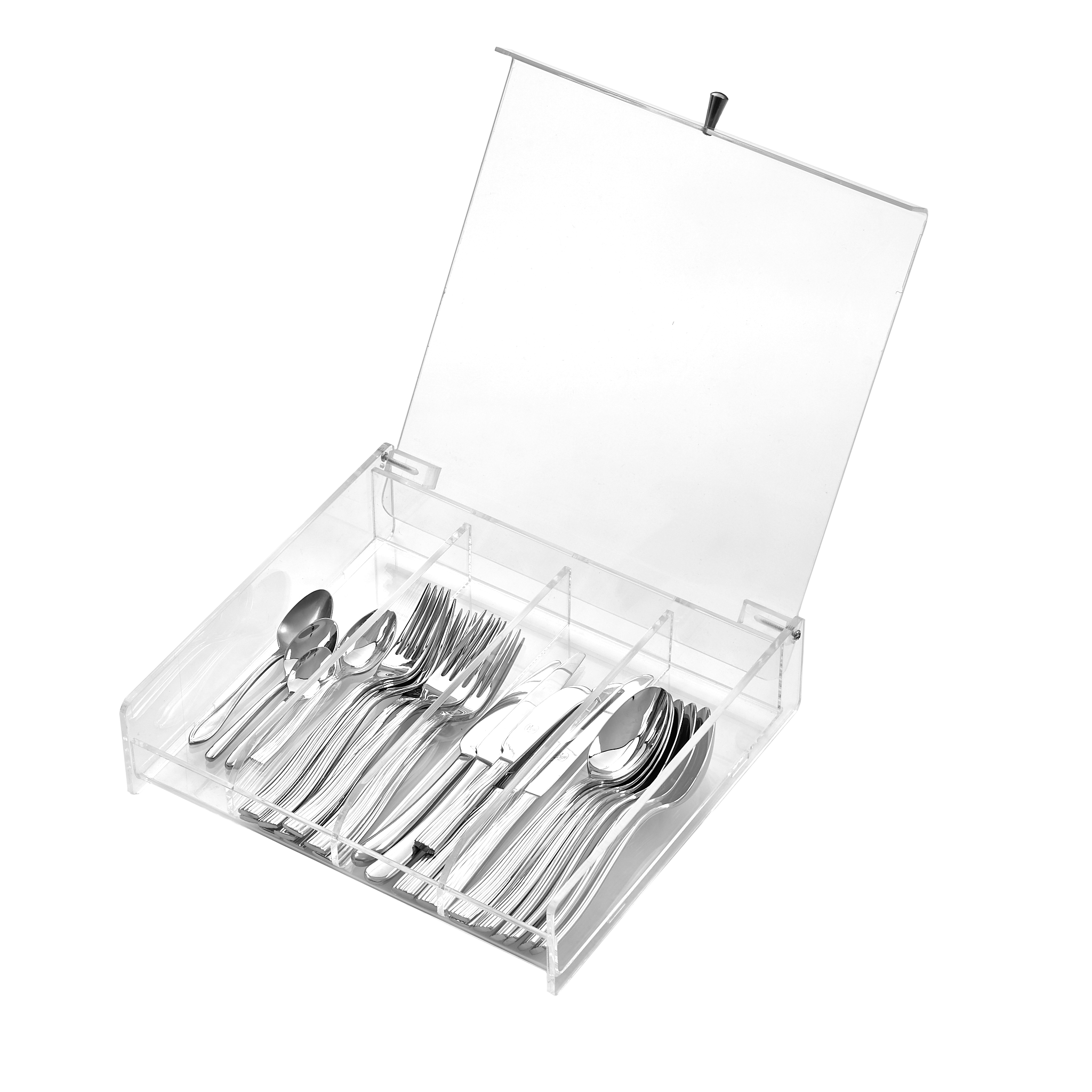 Mio Mazag Plexi Cutlery Box with Handle - L30xW30xH8cm