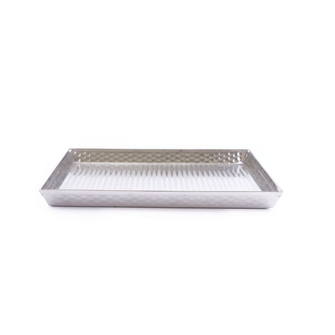 Mio Mazag Hammered Square Tray - Silver, L35xW35cm