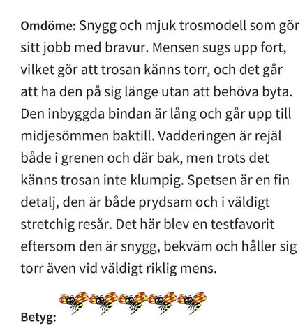 motivering menstrosan som är bäst i test