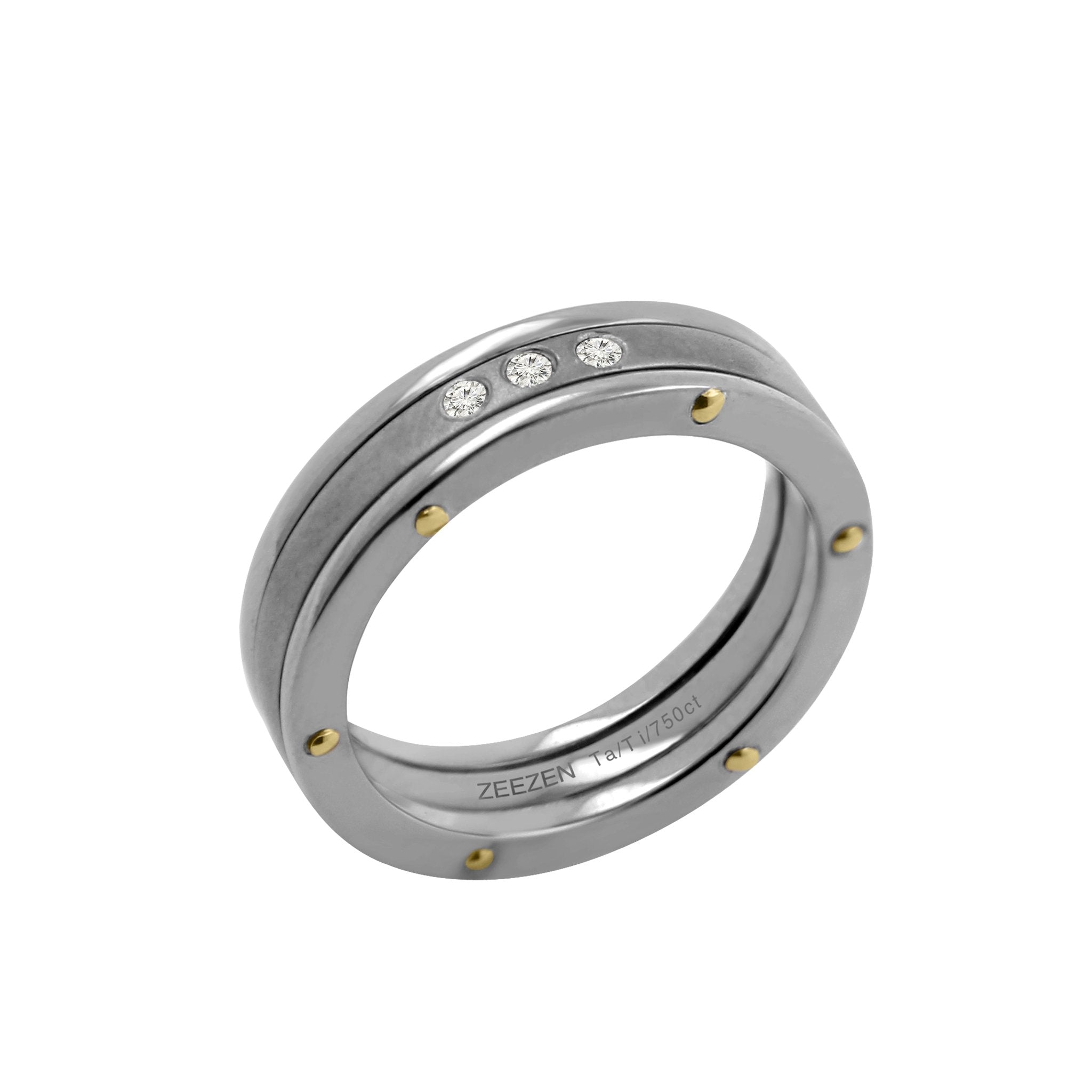 Titan Ring w Lab Grown Diamonds 18k Yellow Gold Tantalum