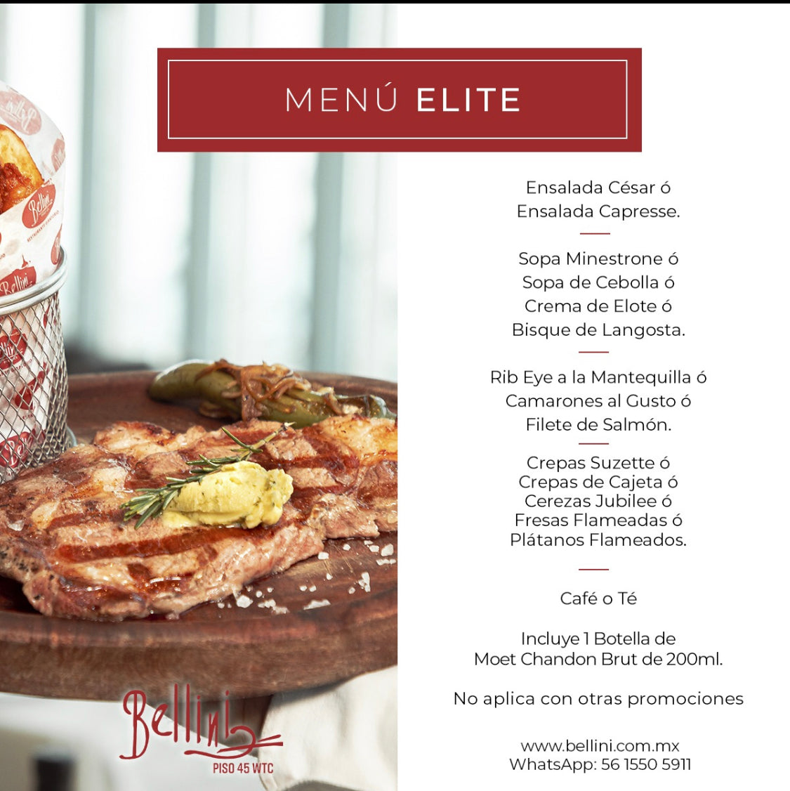 Menú Elite – Bellini VIP