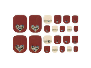 Cognac with Heart and Dot Embellishments and Semi Transparent Blush - Toe Wrap Set - Hannah InStyle