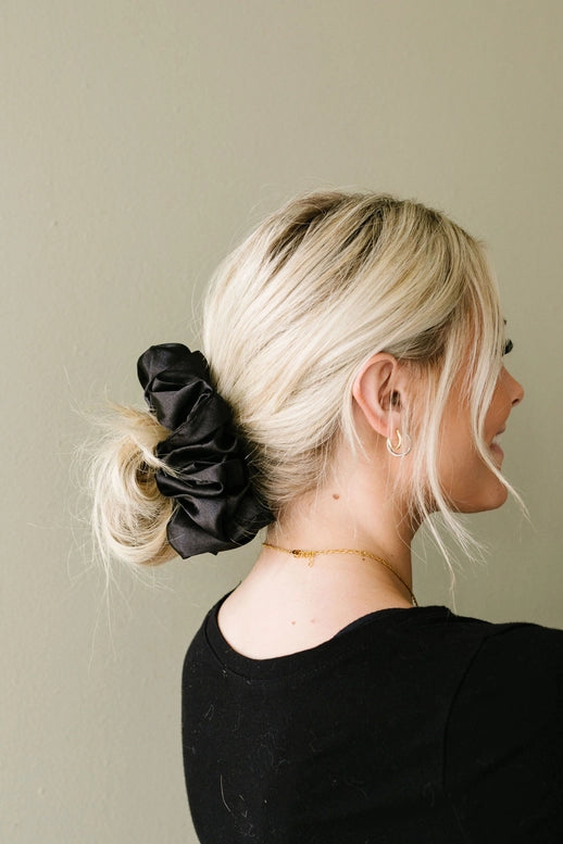 Midnight Satin Jumbo Scrunchie