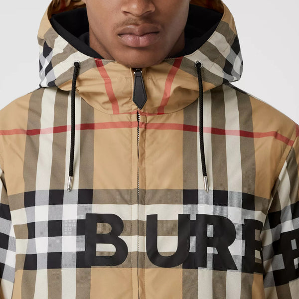 Burberry Monogram Print Nylon Hooded Jacket 80567671 Orange / Xs