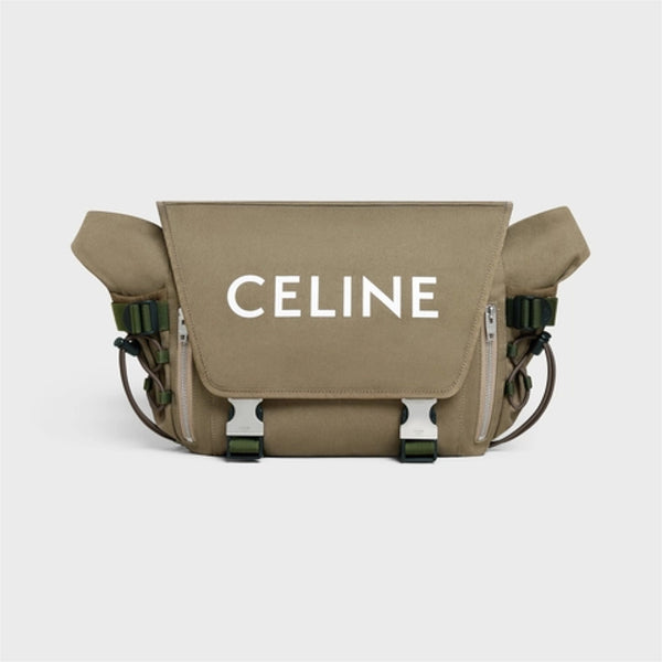 MEDIUM MESSENGER BAG IN SMOOTH CALFSKIN WITH CELINE PRINT - BLACK