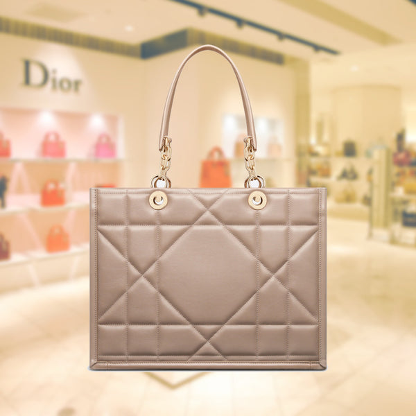 Dior - Medium Dior Essential Tote Bag Black Archicannage Calfskin - Women