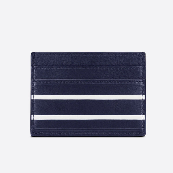 CHRISTIAN DIOR Small Vibe Voyageur Calfskin Leather Card Holder Blue