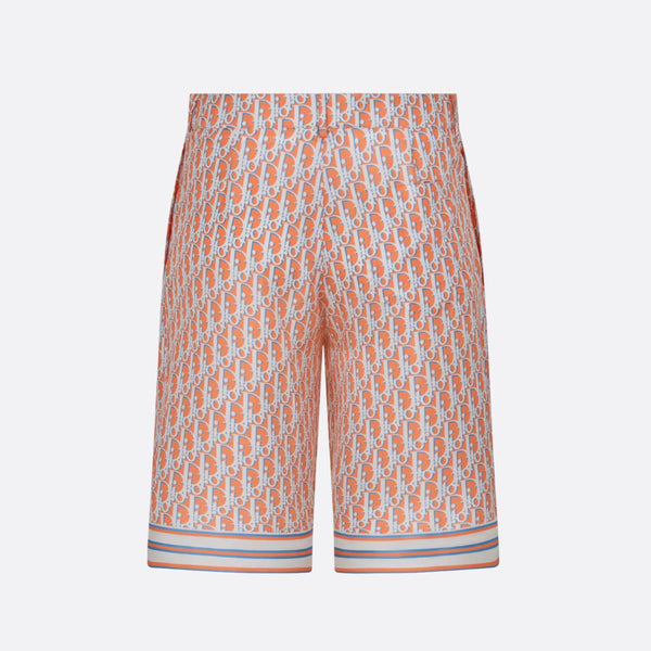 Dior Oblique Bermuda Shorts Beige Silk Twill