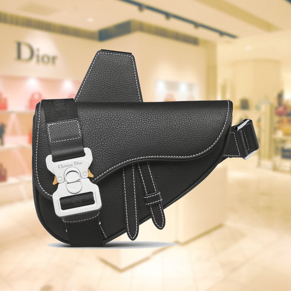 Christian Dior Mini Saddle Bag with Strap 1ADPO049YKK_H00N , Black, One Size