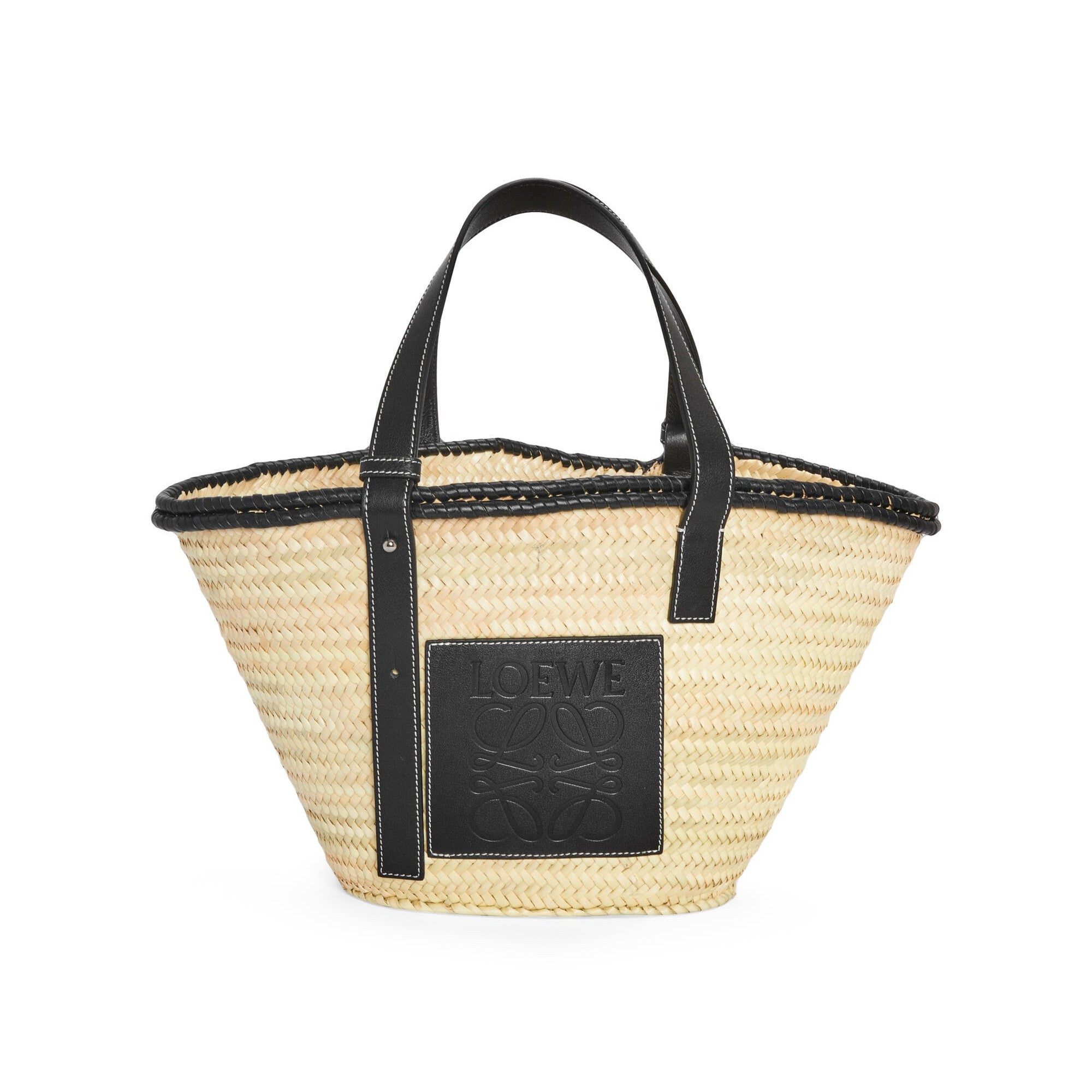 LOEWE Inlay Basket bag in palm leaf and calfskin A223S92X11 – BORDER-GARA