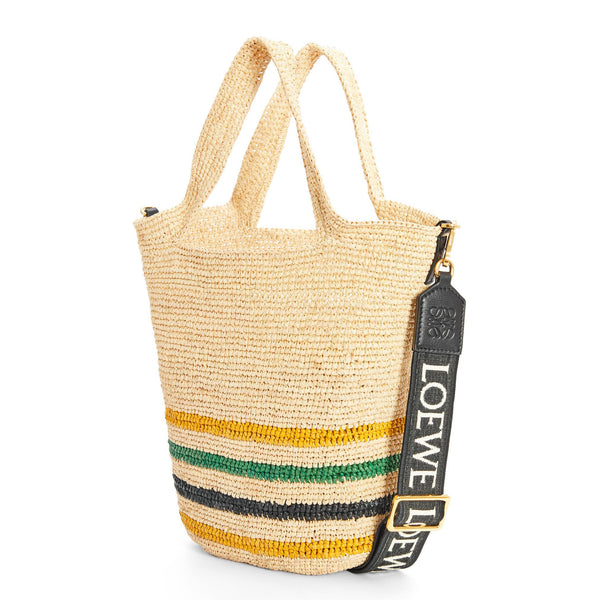 Mini Slit bag in raffia and calfskin