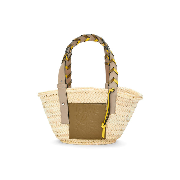 Small Basket bag in palm leaf and calfskin