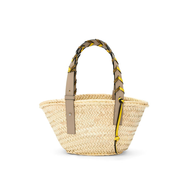 Small Basket bag in palm leaf and calfskin