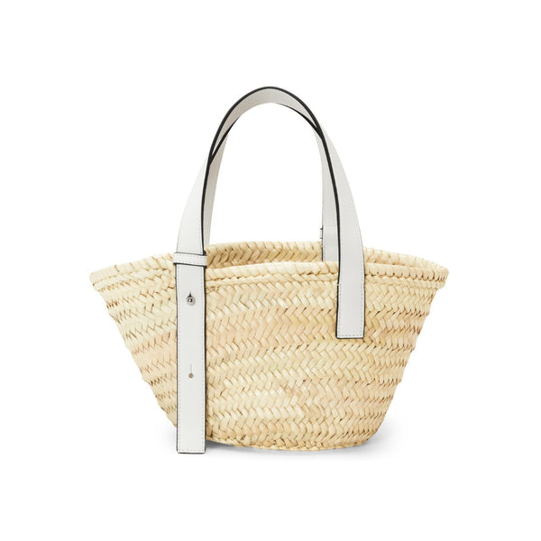 Small Basket bag in palm leaf and calfskin