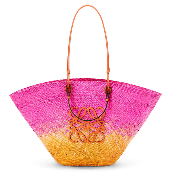 Loewe Anagram Basket Bag In Iraca Palm And Calfskin Medium