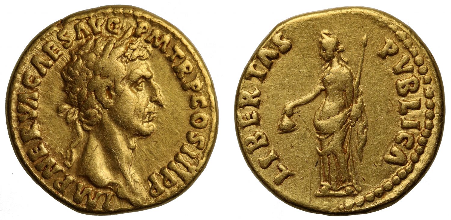 Trajan, gold Aureus, NGC XF 5/5 5/5