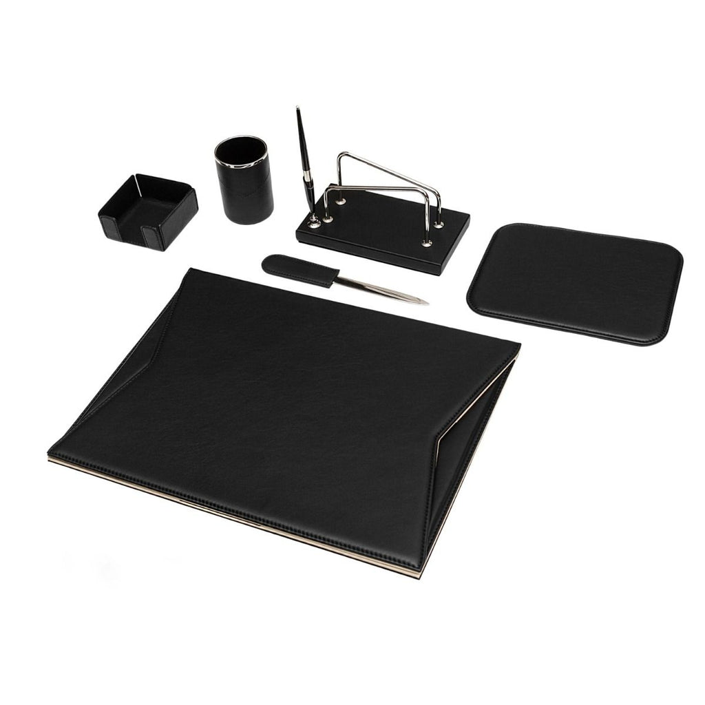 Leather Desk Set - Desk Office Accessories Black